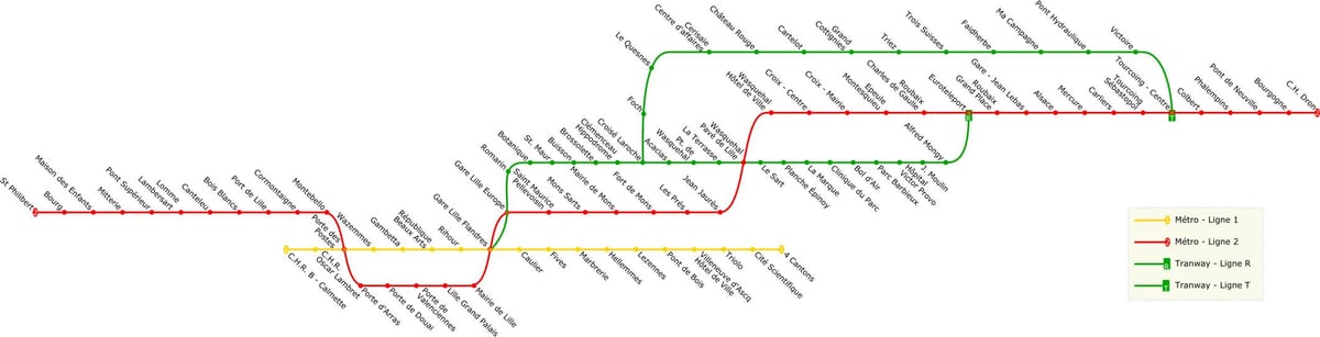 地図リールの路面電車