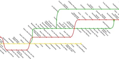 地図リールの路面電車